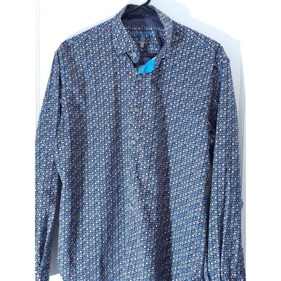 Visconti Other - Visconti Men’s Blue/White Geometric Long-Sleeve Shirt M